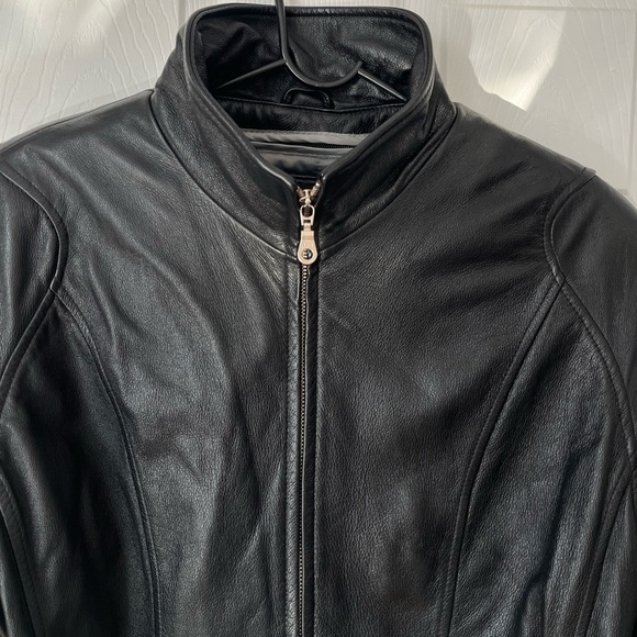 Wilson's Leather Thinsulate Belted Black Leather Biker Jacket Large - Picture 3 of 7